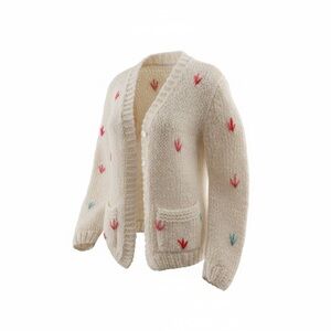 Vintage Embroidered Cream Cardigan Sweater